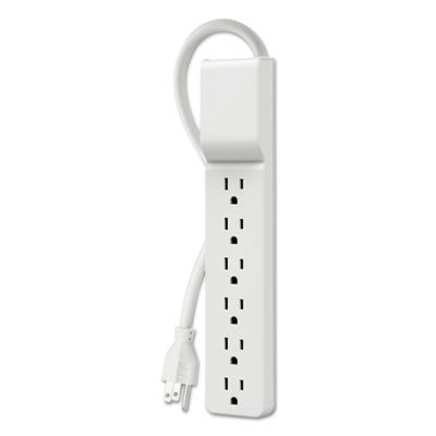 Power Outlet Strips; Amperage: 15; Voltage: 330; Number of Outlets: 6; Material: Plastic; Mounting Type: Floor; Cord Length (Feet): 10; NEMA Configuration: 5-15P; Color: White; Overall Height (Inch): 1-3/8; Overall Height (Decimal Inch): 1-3/8; Overall Wi