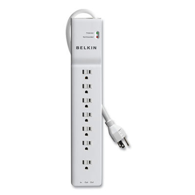 Power Outlet Strips; Amperage: 15.0 ; Voltage: 120 V ; Material: Plastic ; Number Of Outlets: 7 ; Cord Length (Feet): 6 ; Color: White