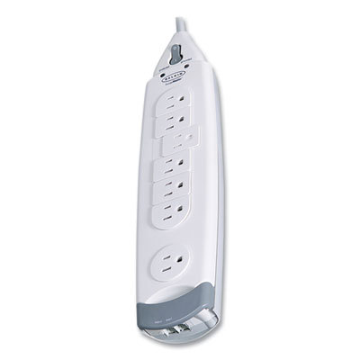 Power Outlet Strips; Amperage: 15; Voltage: 125; Number of Outlets: 7; Material: Plastic; Mounting Type: Floor; Cord Length (Feet): 12; NEMA Configuration: 5-15P; Overall Depth (Decimal Inch): 4-13/64; Overall Depth (Inch): 4-13/64; Color: White; Overall