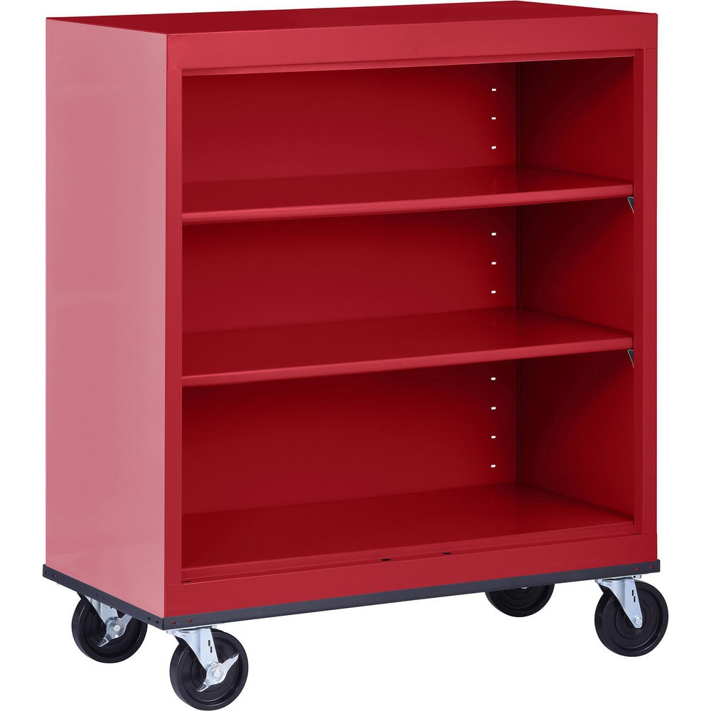 Bookcases; Overall Height: 42in ; Overall Width: 36 ; Overall Depth: 18 ; Material: Steel ; Color: Textured Red ; Shelf Weight Capacity: 200
