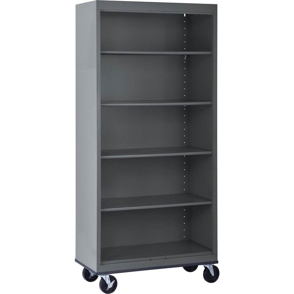 Bookcases; Overall Height: 78in ; Overall Width: 36 ; Overall Depth: 18 ; Material: Steel ; Color: Charcoal ; Shelf Weight Capacity: 200