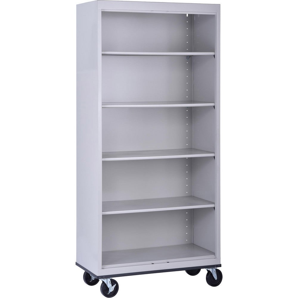 Bookcases; Overall Height: 78in ; Overall Width: 36 ; Overall Depth: 18 ; Material: Steel ; Color: Dove Gray ; Shelf Weight Capacity: 200