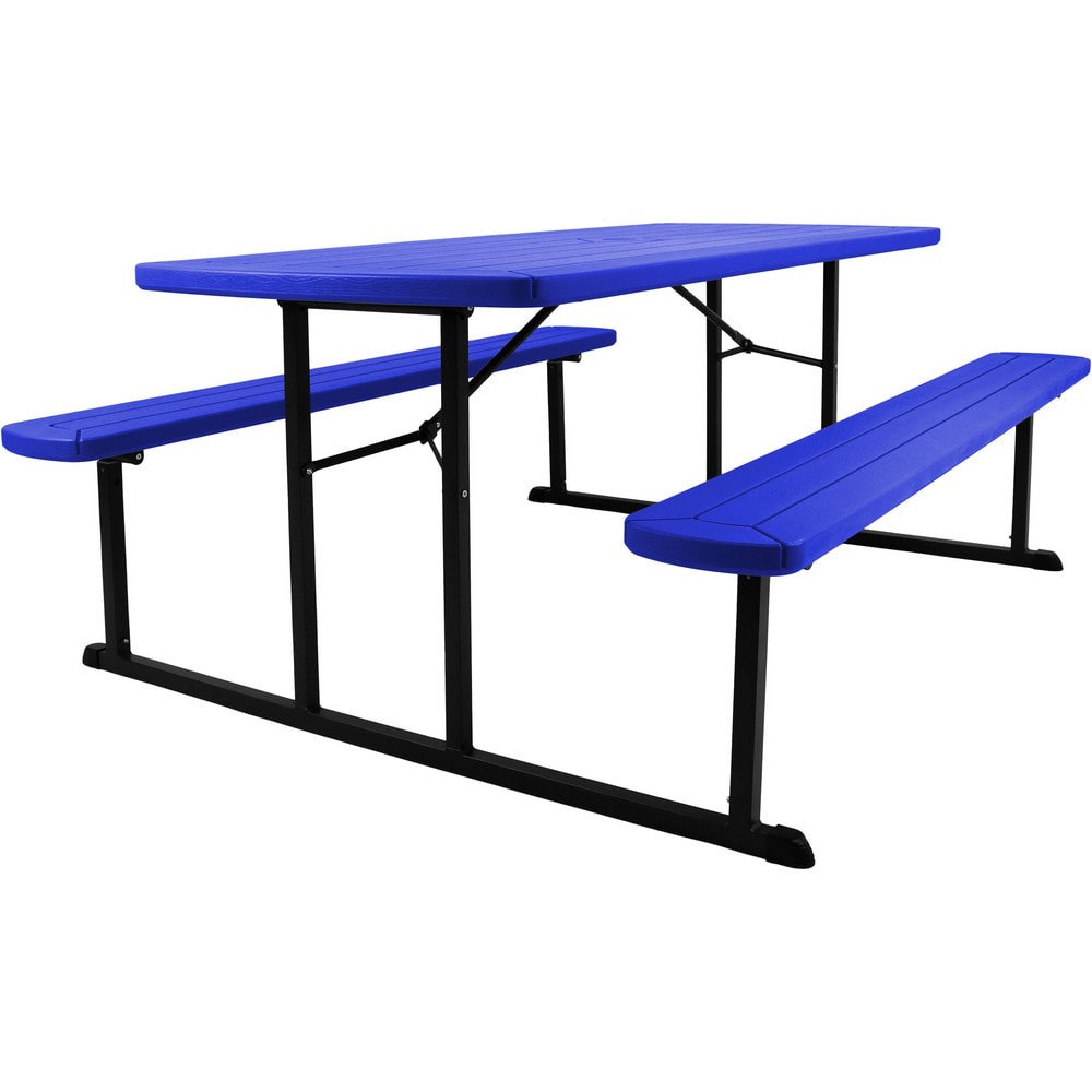 Stationary Tables; Table Type: Picnic ; Body Material: HDPE Blow Molded Plastic; Steel ; Table Top Color: Blue ; Frame Color: Black ; Overall Height (Inch): 29-1/2 ; Overall Length (Inch): 72