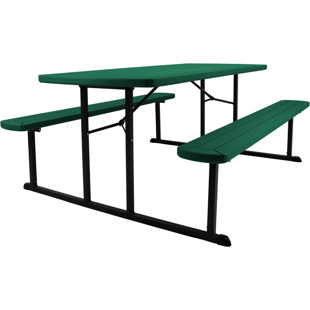 Stationary Tables; Table Type: Picnic ; Body Material: HDPE Blow Molded Plastic; Steel ; Table Top Color: Green ; Frame Color: Black ; Overall Height (Inch): 29-1/2 ; Overall Length (Inch): 72