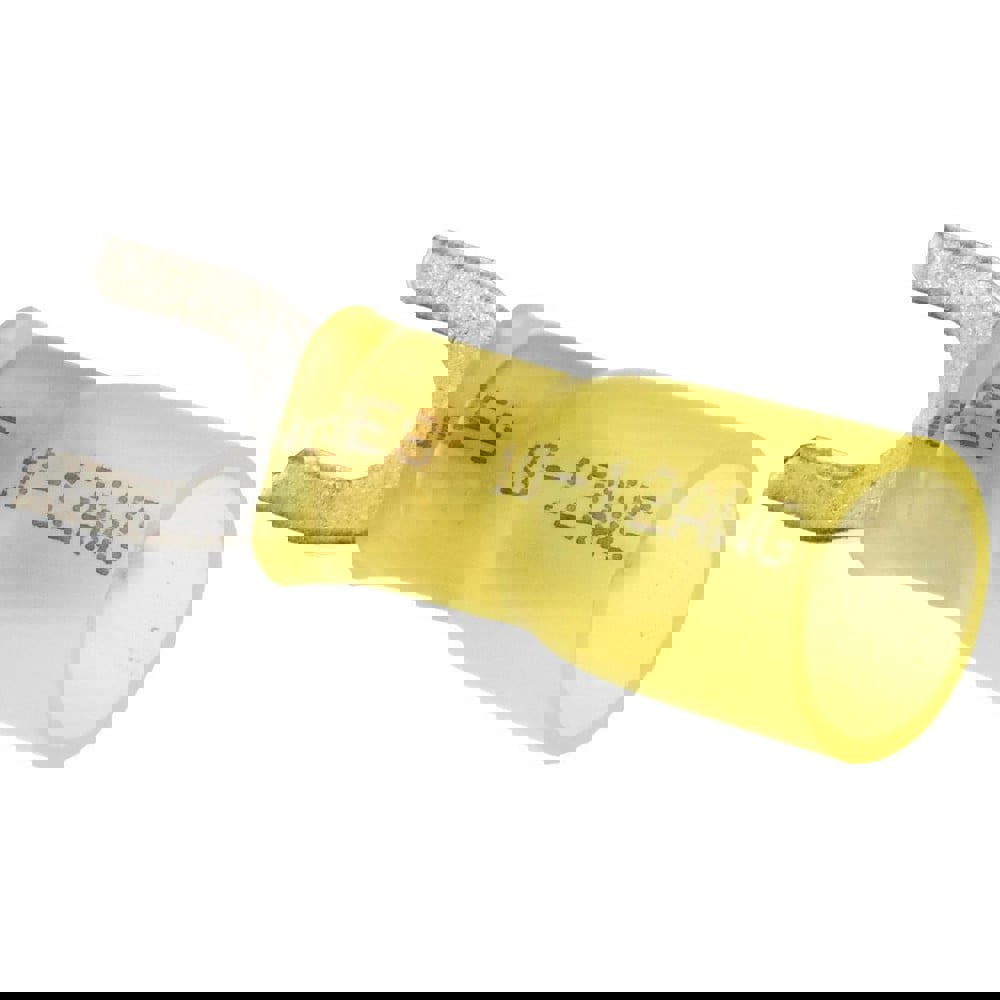 Standard Fork Terminal: Yellow, Polyolefin, Partially Insulated, #6 & #8 Stud, Crimp