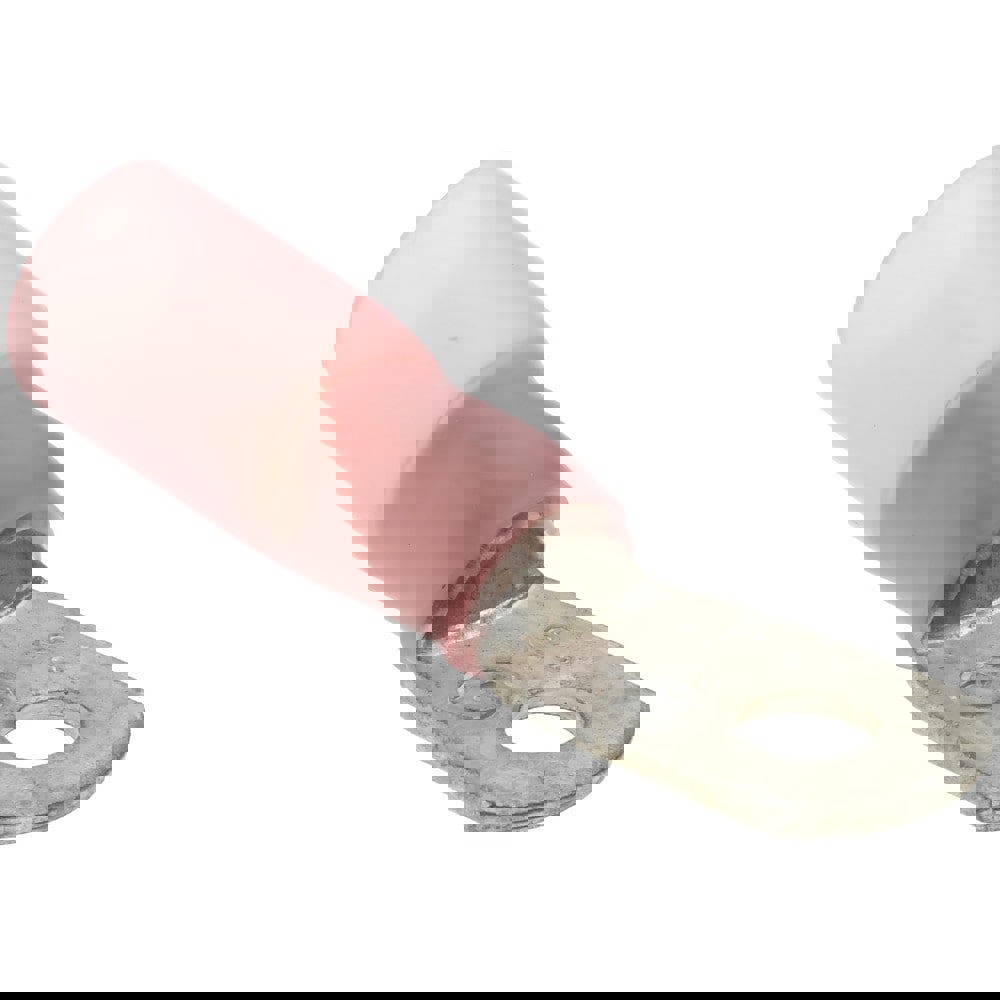 D Shaped Ring Terminal: Partially Insulated, 8 AWG, Crimp Connection
