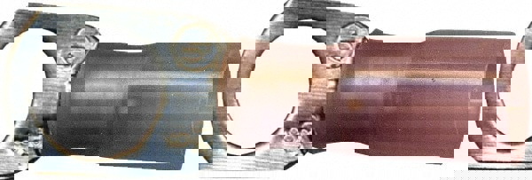 D Shaped Ring Terminal: Partially Insulated, 8 AWG, Crimp Connection