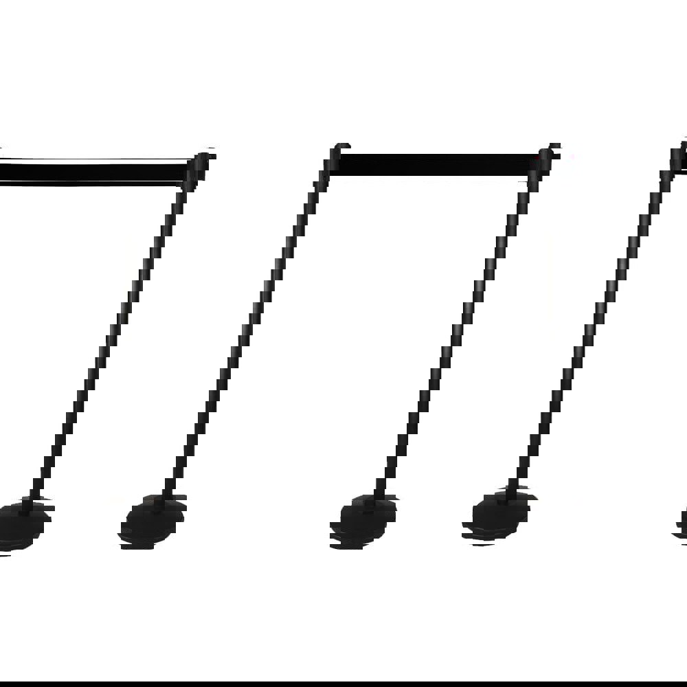 Retractable Belt Barrier Post: 7-1/2' Belt Length, Steel Post, Metal Base