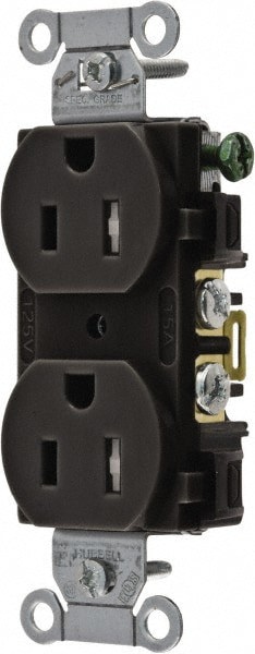 Straight Blade Duplex Receptacle: NEMA 5-15R, 15 Amps, Self-Grounding