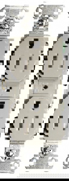 Straight Blade Duplex Receptacle: NEMA 5-15R, 15 Amps, Self-Grounding