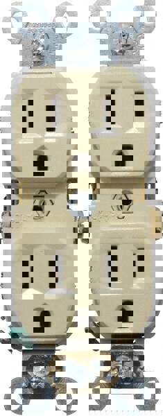 Straight Blade Duplex Receptacle: NEMA 5-15R, 15 Amps, Self-Grounding