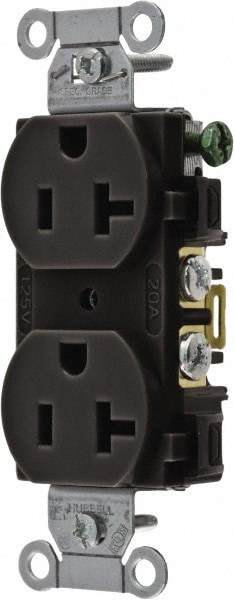 Straight Blade Duplex Receptacle: NEMA 5-20R, 20 Amps, Self-Grounding