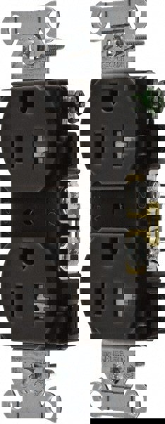 Straight Blade Duplex Receptacle: NEMA 5-20R, 20 Amps, Self-Grounding