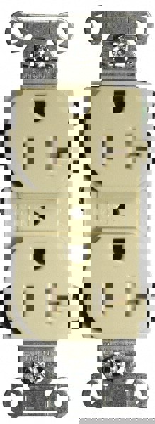 Straight Blade Duplex Receptacle: NEMA 5-20R, 20 Amps, Self-Grounding