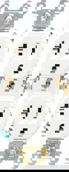 Straight Blade Duplex Receptacle: NEMA 5-20R, 20 Amps, Self-Grounding