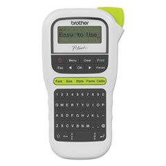 Electronic Label Makers; Power Source: AC Adapter; (6) AAA Batteries; Resolution: 180; Accessories: 12 mm starter tape; Additional Information: 3.5 mm; Maximum Print Speed: 20 mm/s; Compatible Tape Families: TZe; Number of Text Frame Types: 14; Product Li
