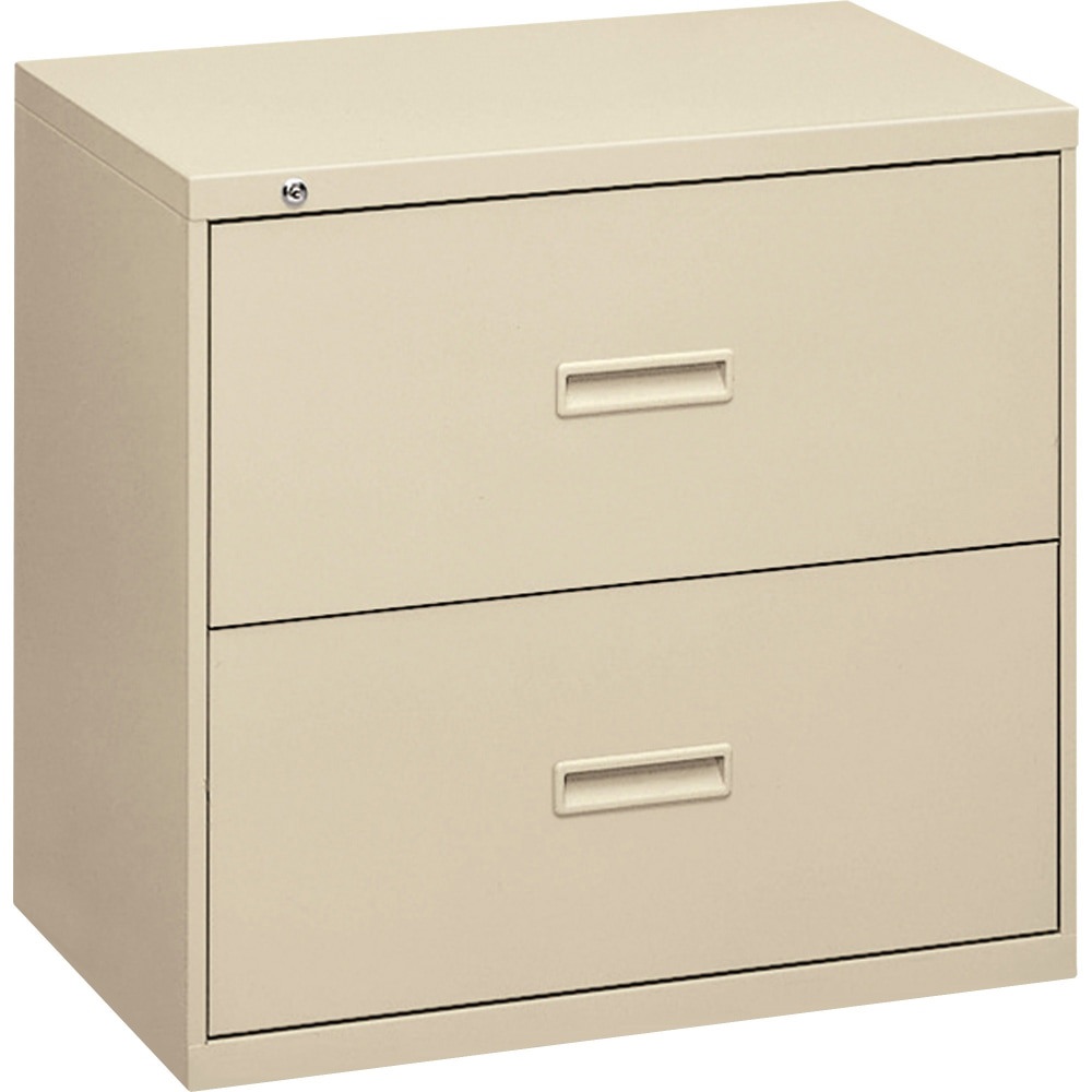 Horizontal File Cabinet: 2 Drawers, Steel, Putty