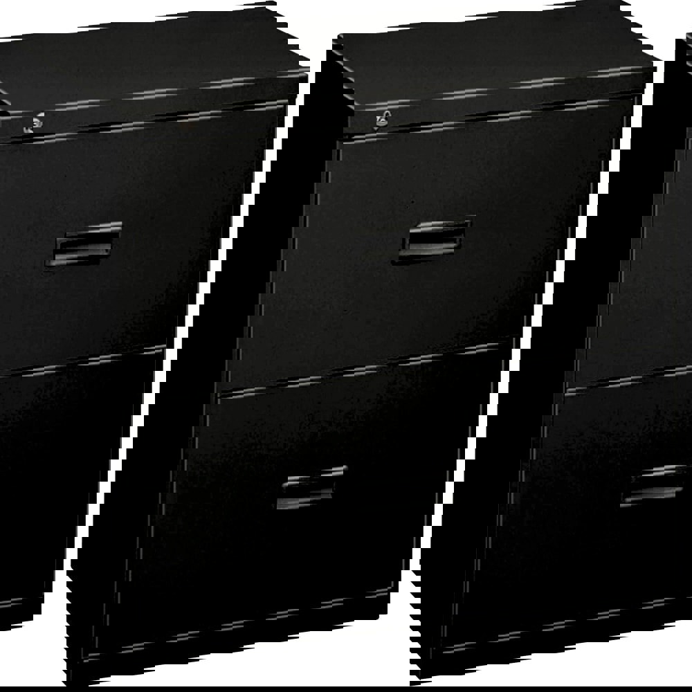 Horizontal File Cabinet: 2 Drawers, Steel, Black