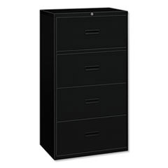 Horizontal File Cabinet: 4 Drawers, Steel, Black