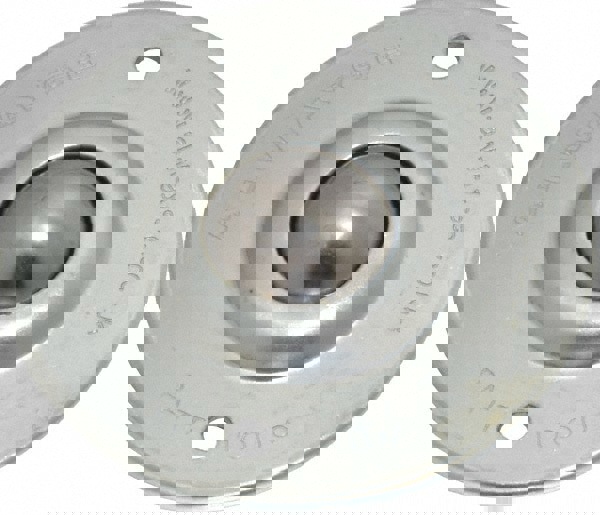 Ball Transfer: 25 mm Ball Dia, Carbon Steel, Round Base