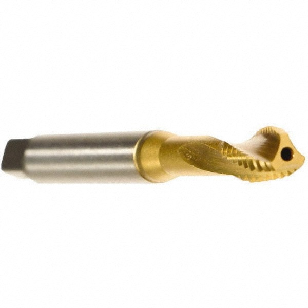 Spiral Flute Tap: 3/8-24 UNF, 3 Flutes, Modified Bottoming, 2BX Class of Fit, Cobalt, TIN Coated
