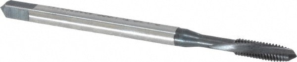 Spiral Flute Tap: #5-44 UNF, 3 Flutes, Plug, 2BX Class of Fit, Cobalt, Nitride Coated