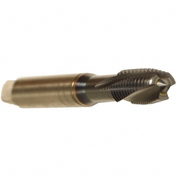 Spiral Flute Tap: 1/4-28 UNF, 3 Flutes, Plug, 3BX Class of Fit, Cobalt, TICN Coated
