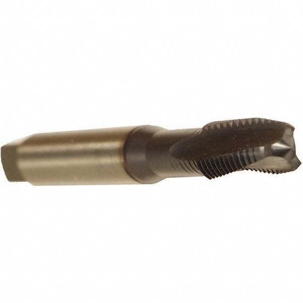 Spiral Flute Tap: 3/8-16, UNC, 3 Flute, Plug, 3BX Class of Fit, Cobalt, TICN Finish