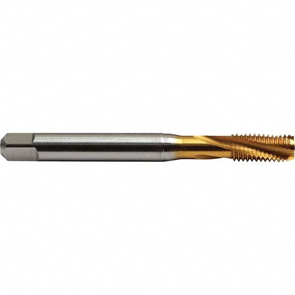 Spiral Flute Tap: #6-32 UNC, 3 Flutes, 2-3P, 2B Class of Fit, HSS-E, TIN Coated