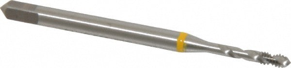 Spiral Flute Tap: #3-48 UNC, 2 Flutes, Modified Bottoming, 2B Class of Fit, Cobalt, Bright/Uncoated