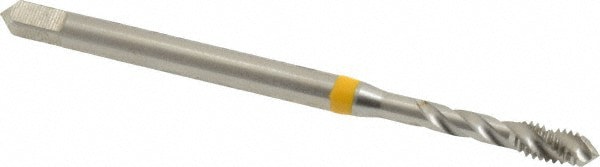 Spiral Flute Tap: #6-40 UNF, 3 Flutes, Modified Bottoming, 2B Class of Fit, Cobalt, Bright/Uncoated