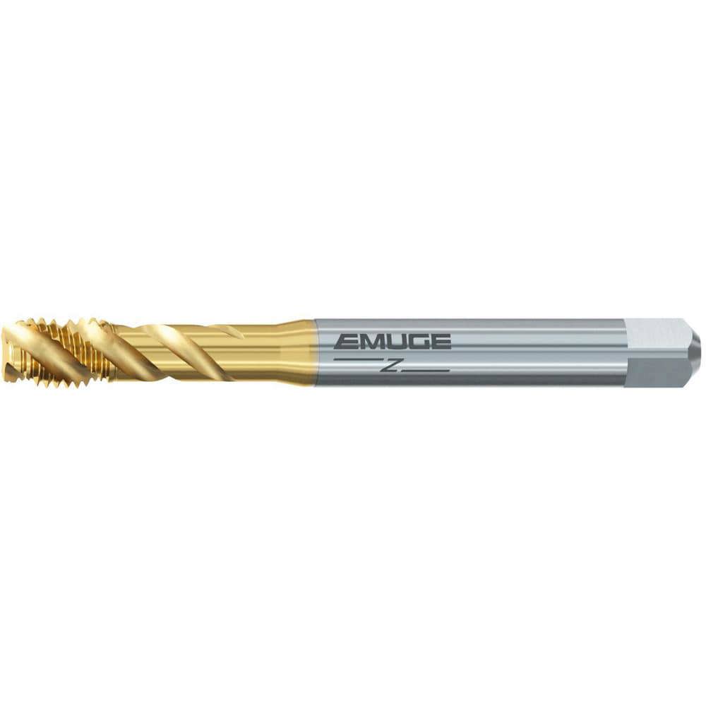 Spiral Flute Tap: #5-40 UNC, 3 Flutes, Bottoming, 2B Class of Fit, Cobalt, TIN Coated