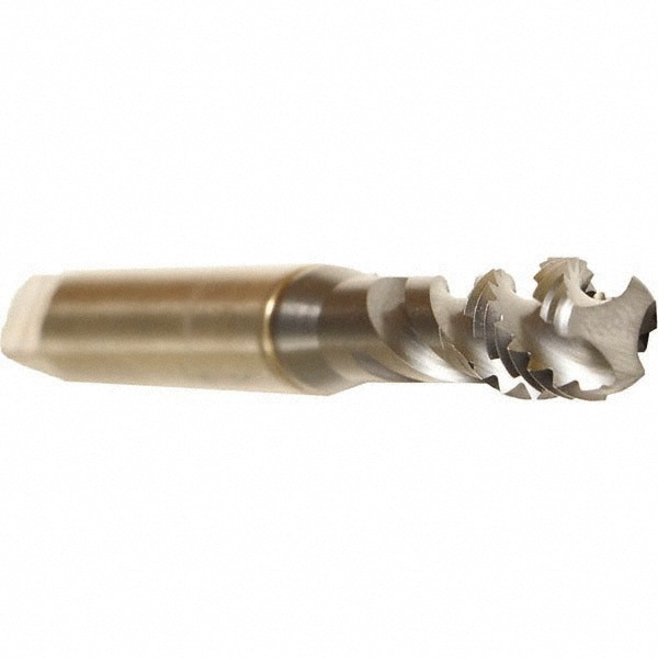 Spiral Flute Tap: #6-32, UNC, 3 Flute, Bottoming, 2B Class of Fit, Cobalt, TICN Finish