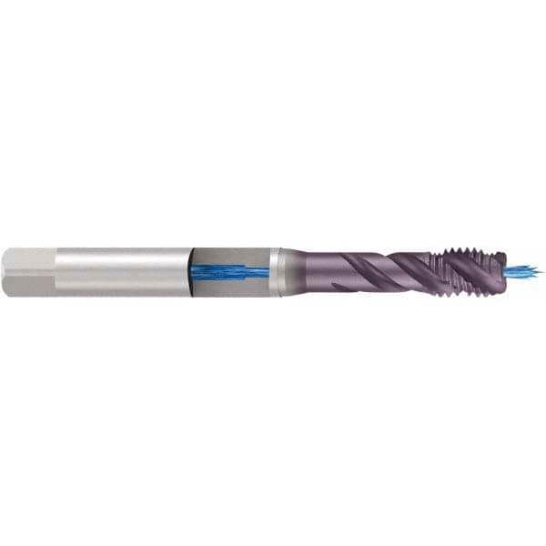 Spiral Flute Tap: 3/8-16 UNC, 3 Flutes, Bottoming, 2B Class of Fit, Cobalt, TICN Coated