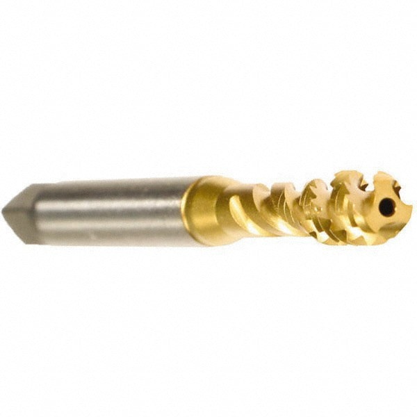 Spiral Flute Tap: 5/16-24, UNF, 3 Flute, Modified Bottoming, 2B Class of Fit, Cobalt, TiN Finish