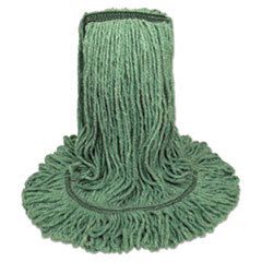 Narrowband Looped-End Mop Head, Premium Standard Head, Cotton/Rayon Fiber, Medium, Green, 12/Carton