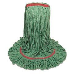 Narrowband Looped-End Mop Head, Premium Standard Head, Cotton/Rayon Fiber, Large, Green