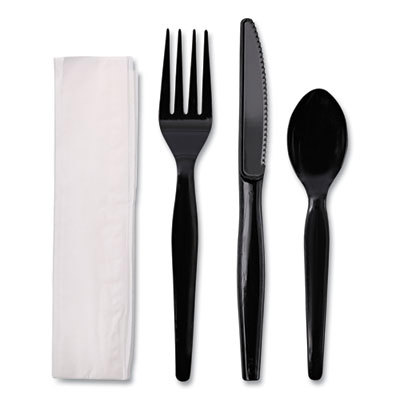 Paper & Plastic Cups, Plates, Bowls & Utensils; Flatware Type: Plastic Utensil Set ; Material: Plastic ; Color: Black ; Disposable: Yes ; UNSPSC Code: 48101919