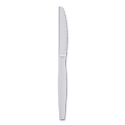 Heavyweight Polystyrene Plastic Cutlery, Knife, White, 1000/Carton