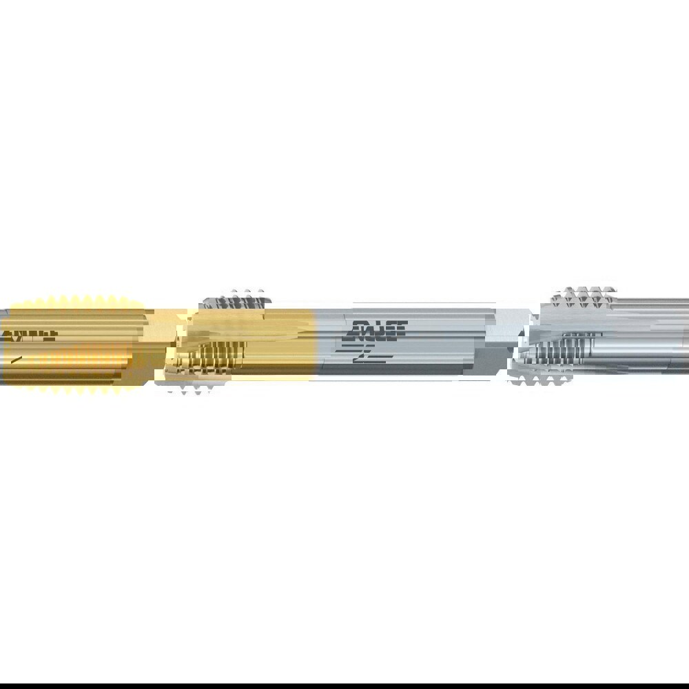 Spiral Point Tap: M10x1 Metric Fine, 4 Flutes, Plug Chamfer, 6HX Class of Fit, High-Speed Steel-E-PM, TiN-70 Coated