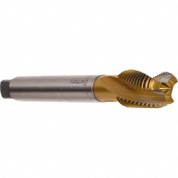Spiral Flute Tap: M16x2.00 Metric, 3 Flutes, Modified Bottoming, 6H Class of Fit, Cobalt, TIN Coated