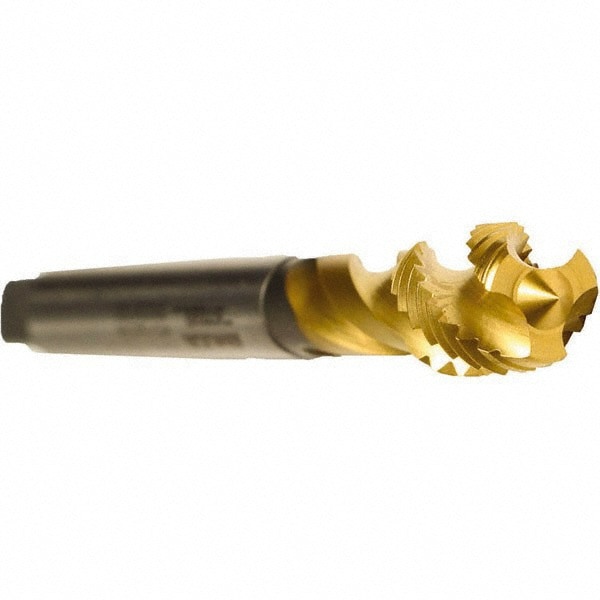 Spiral Flute Tap: M16x2.00 Metric, 3 Flutes, Modified Bottoming, 6H Class of Fit, Cobalt, TIN Coated