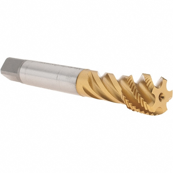 Spiral Flute Tap: M18 x 1.50, Metric Fine, 5 Flute, Bottoming, 6H Class of Fit, Cobalt, TiN Finish