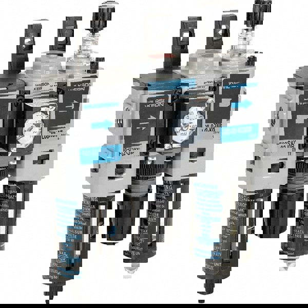 FRL Combination Unit: 1/4 NPT, Miniature, 3 Pc Filter-Regulator-Lubricator with Pressure Gauge