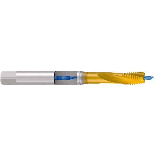Spiral Flute Tap: M12x1.75 Metric, 3 Flutes, Modified Bottoming, 6HX Class of Fit, Cobalt, TIN Coated