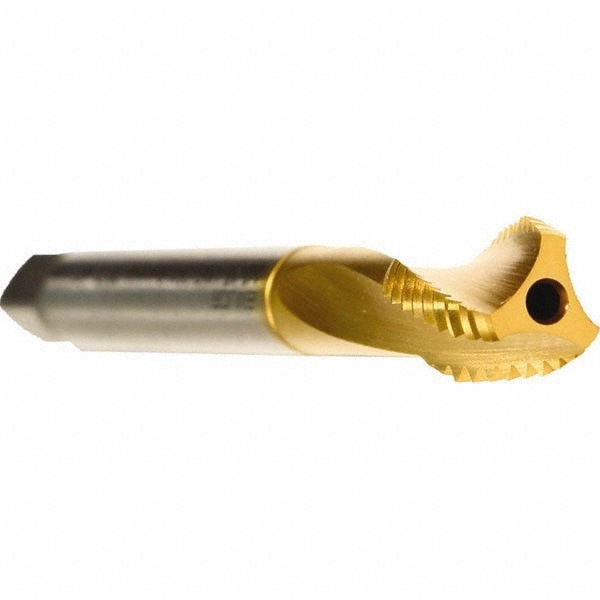 Spiral Flute Tap: M10 x 1.25, Metric Fine, 3 Flute, Modified Bottoming, 6HX Class of Fit, Cobalt, TiN Finish