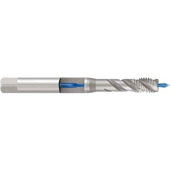 Spiral Flute Tap: M12x1.50 Metric Fine, 5 Flutes, Bottoming, 6H Class of Fit, Cobalt, TIN Coated