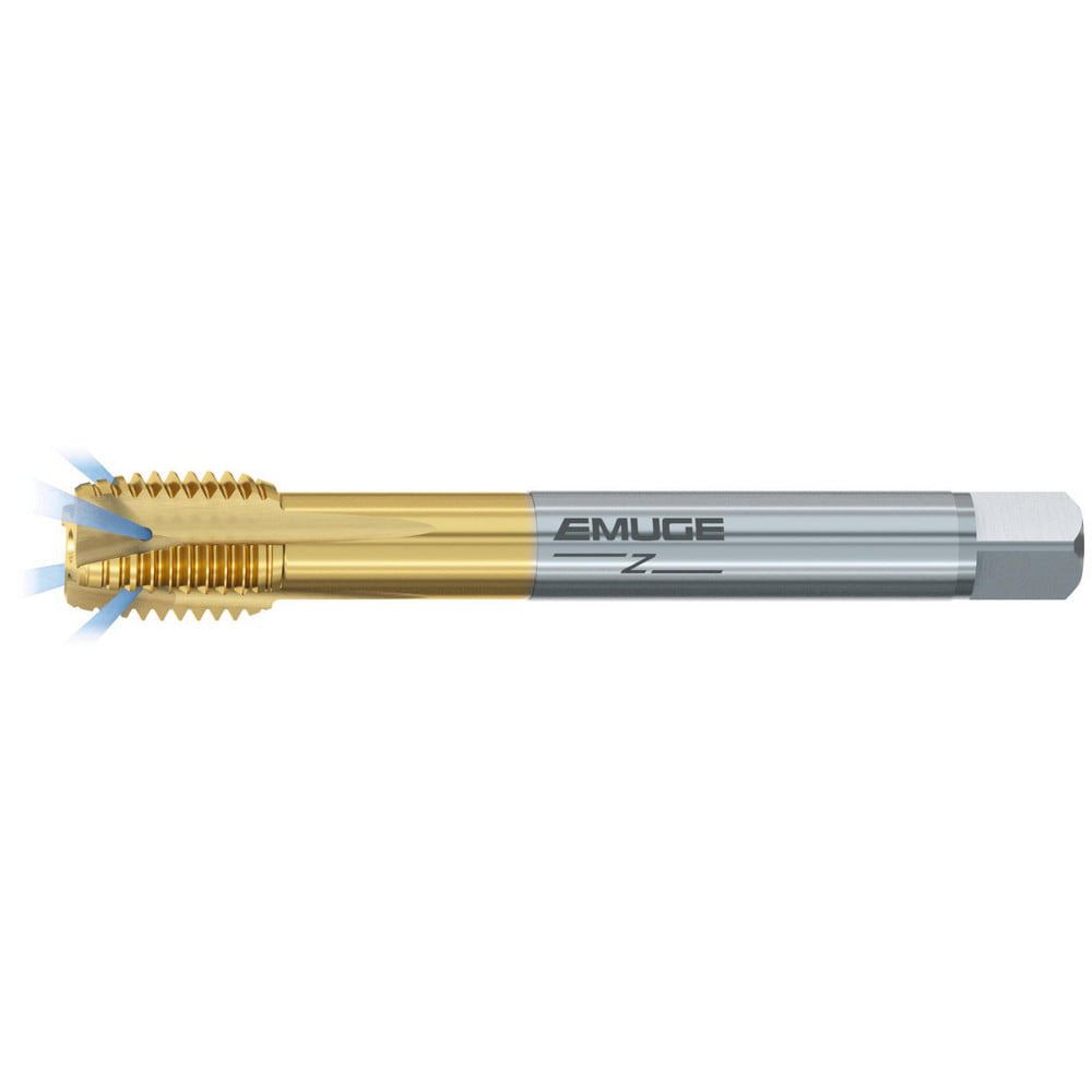 Spiral Point Tap: M20x2.5 Metric, 4 Flutes, Plug Chamfer, 6HX Class of Fit, High-Speed Steel-E-PM, TiN-70 Coated