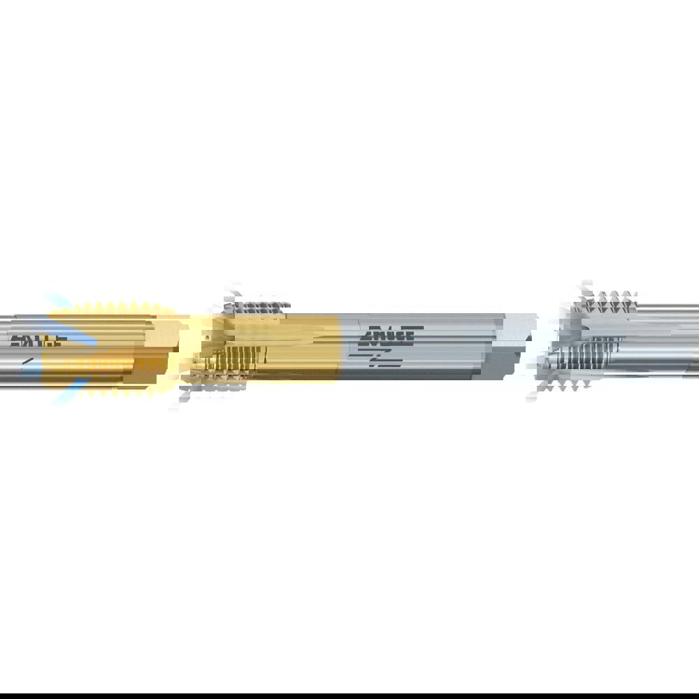 Spiral Point Tap: M22x2.5 Metric, 4 Flutes, Plug Chamfer, 6HX Class of Fit, High-Speed Steel-E-PM, TiN-70 Coated