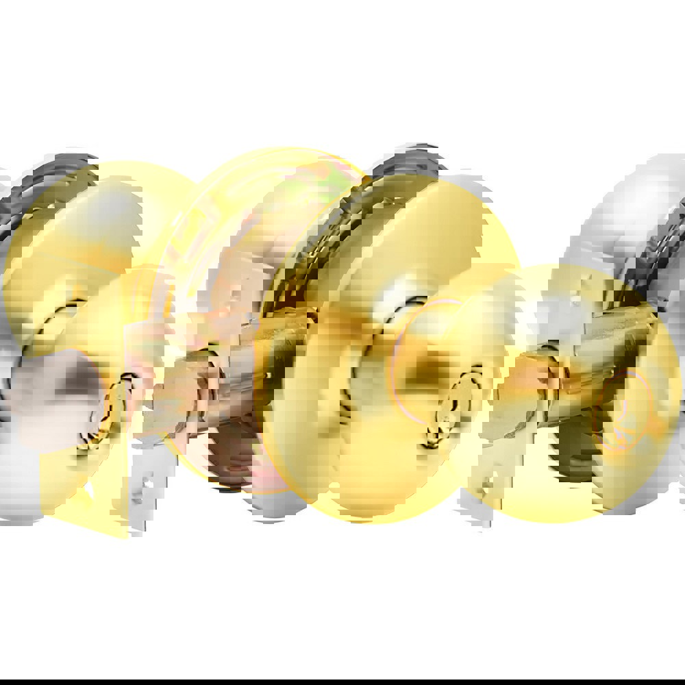 Knob Locksets; Type: Entrance ; Key Type: Keyed Different ; Material: Metal ; Finish/Coating: Bright Brass ; Compatible Door Thickness: 1-3/8